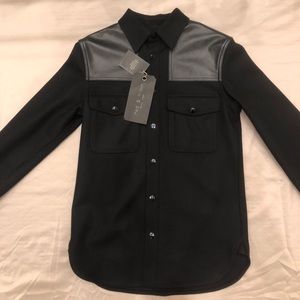 Rag & Bone Black Key Shirt Jacket Leather Upper
